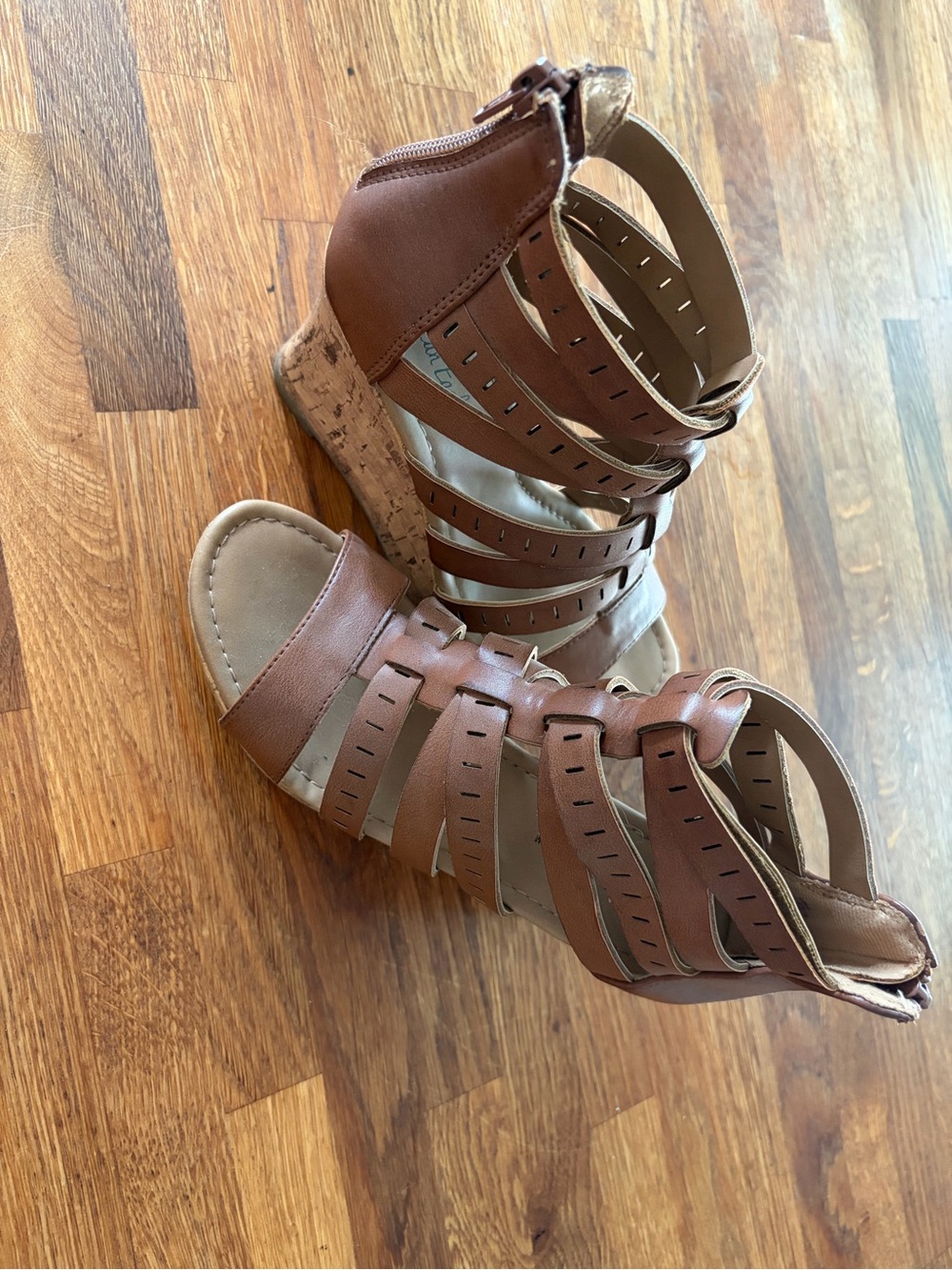 Women’s Brown Strappy Cork Wedge Sandals